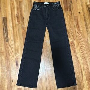 Abercrombie & Fitch Black 90s Relaxed jeans with leather details